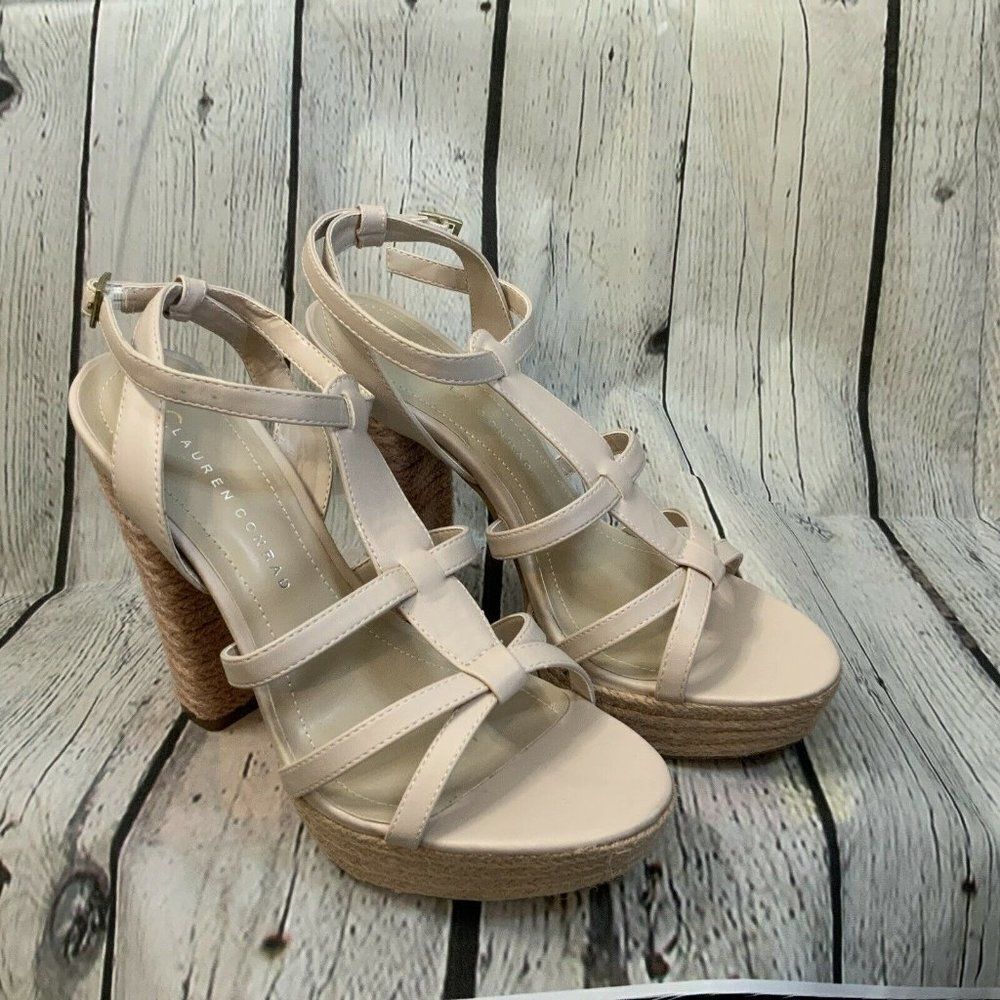 NEW Lauren Conrad Pink Blush Josephine Strappy Chunky Platform Sandals Size 8